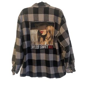 Taylor Swift Red up- cycled Custom Plaid Button